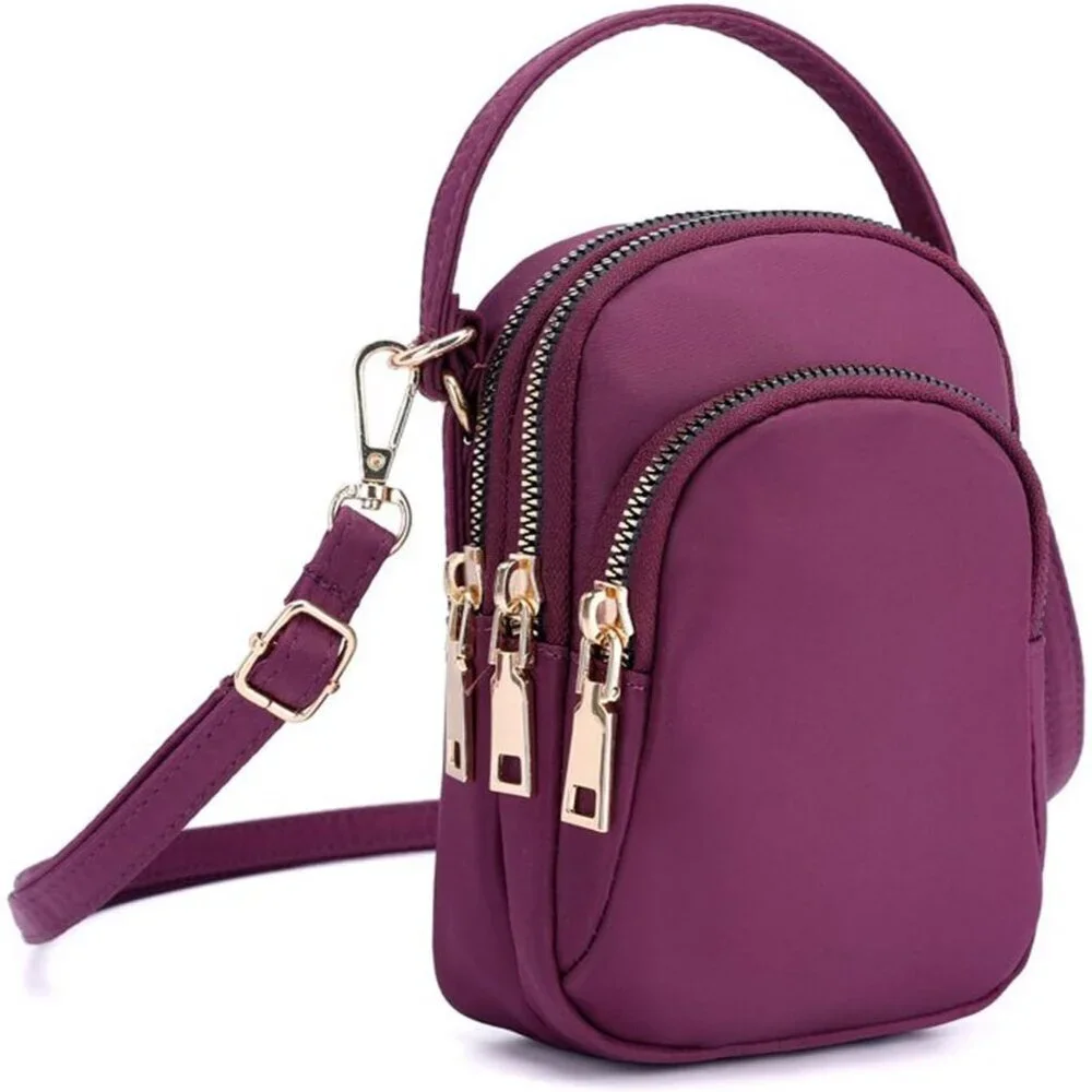 Women Crossbody Bag Nylon Waterproof Small Purses with 3 Zipper Pockets